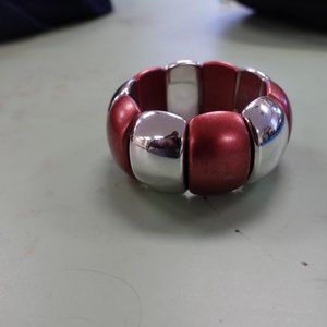 red and silver chunky bracelet